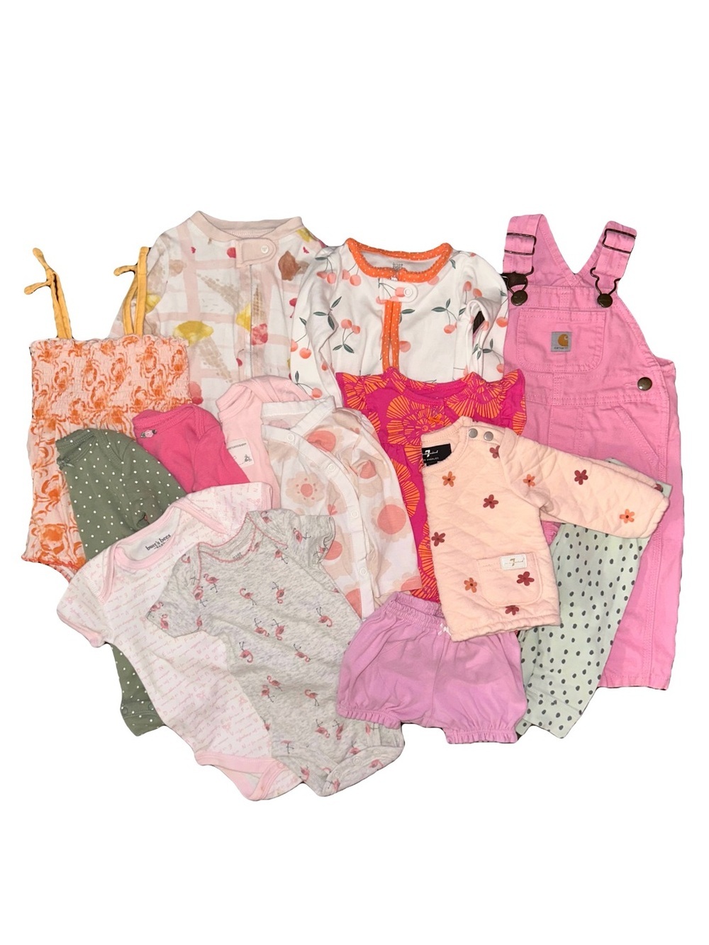 14 Pc Bundle Assorted Baby Clothes PJs Bubble Rompers One Piece Newborn 0-3M